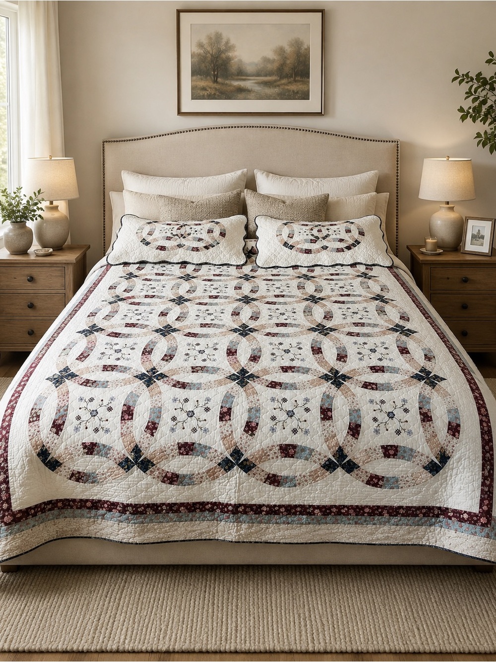 C&F Home Trends Heritage Wedding Ring Quilt Set 104 in x90 in
